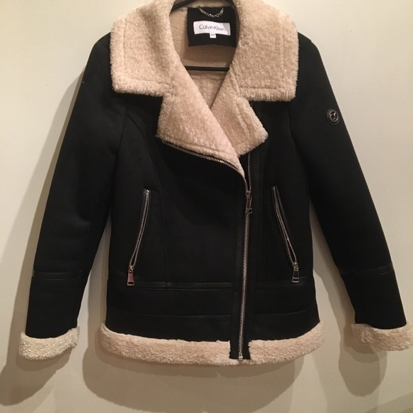 Calvin Klein Faux Shearling Faux Suede Coat NWOT - Picture 2 of 8